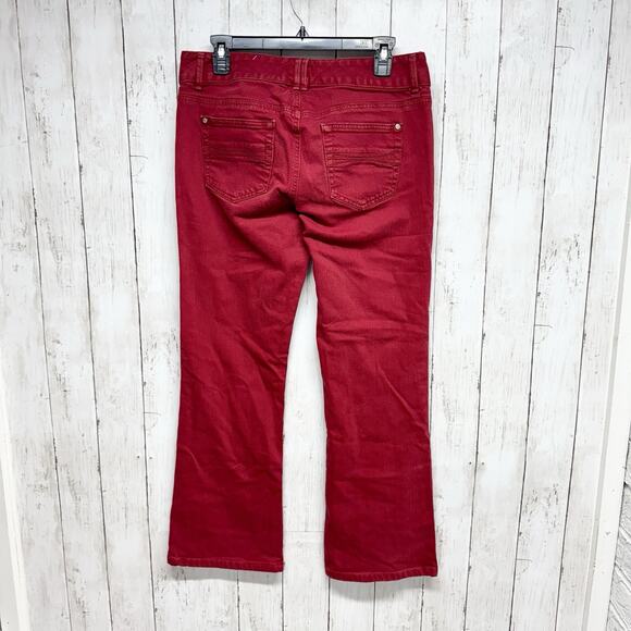 Tommy Hilfiger Freedom Boot Pants Women Size 8 Red Two Button Bootcut Jeans Zip - Picture 6 of 6